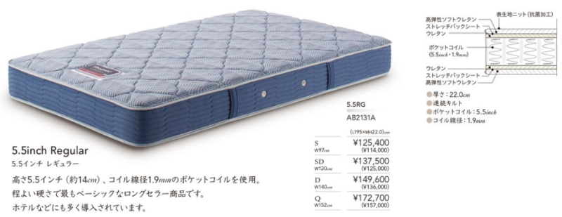 シモンズのカタログ掲載の最安値モデルの画像