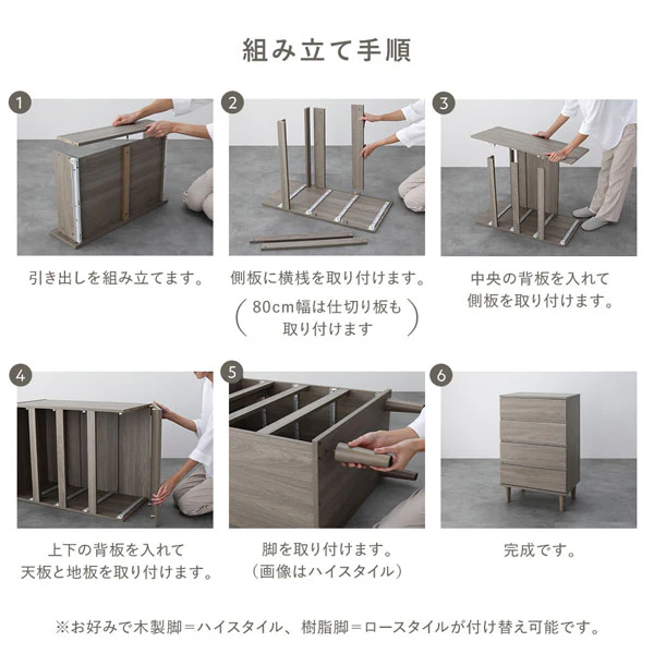 キャビネットの組み立ての様子と手順の画像