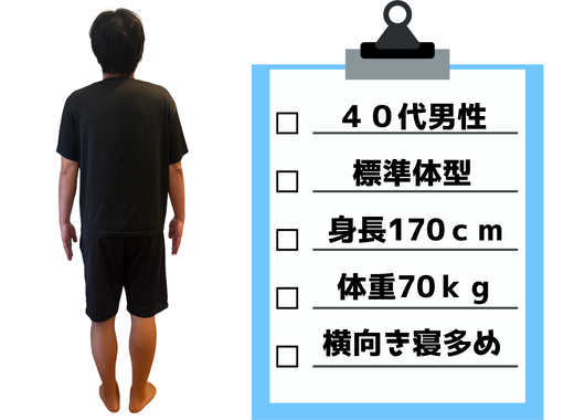 レビューをした筆者の体格を記した画像