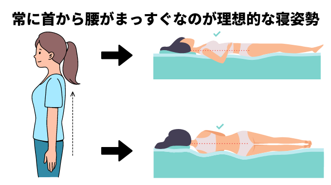 正しい寝姿勢を解説した図解